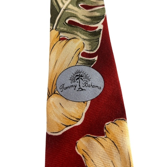 Tommy Bahama Neck Tie Floral Ferns Textured 100% Silk Embossed Monogram Tipping - Picture 7 of 14